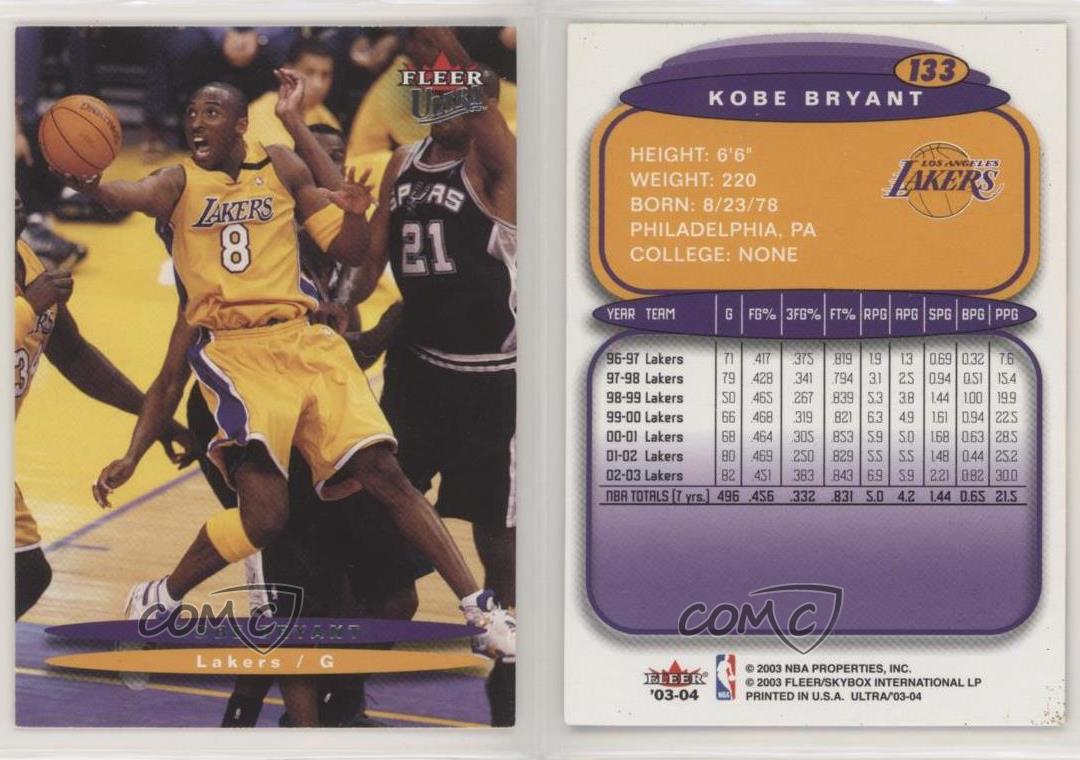 2003-04 Fleer Authentix - #25 Base Kobe Bryant Basketball Card