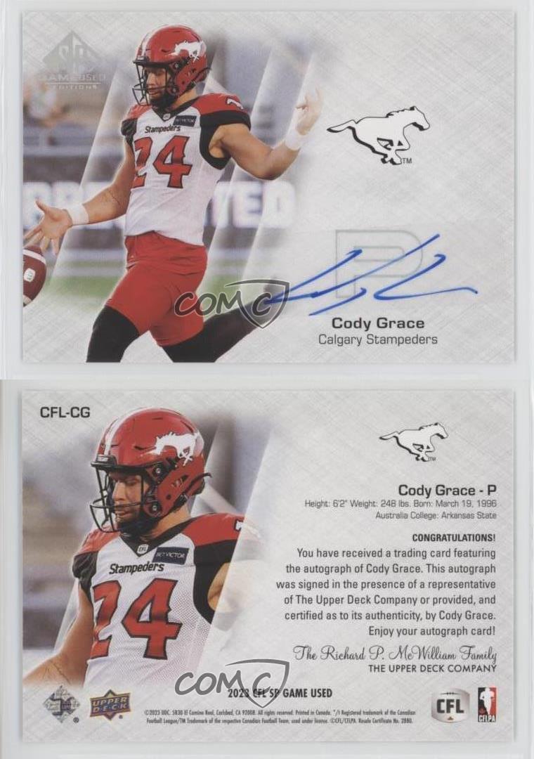 2023 SP Game Used Edition CFL Auto Cody Grace #CFL-CG Auto - Picture 4 of 4