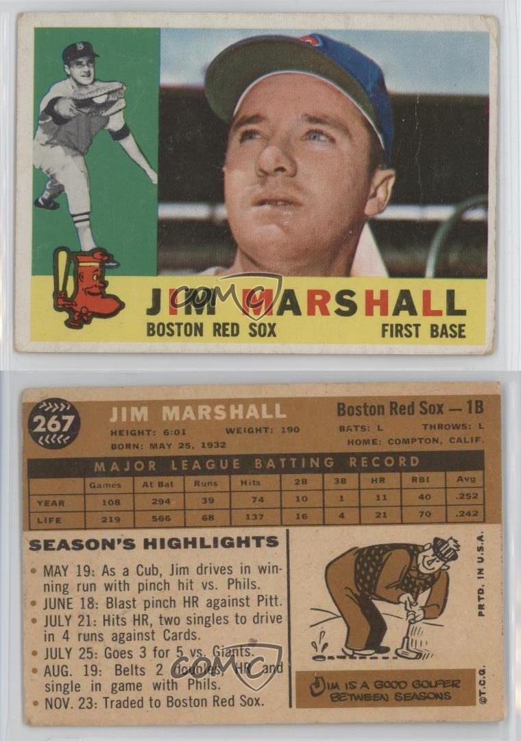 1960 Topps 267 Jim Marshall Boston Red Sox Baseball Card eBay