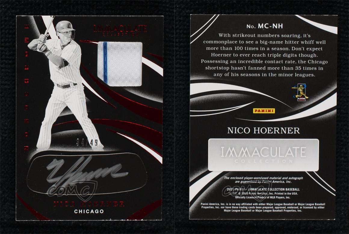2020 Nico Hoerner Immaculate Jersey Auto /49! Chicago Cubs!