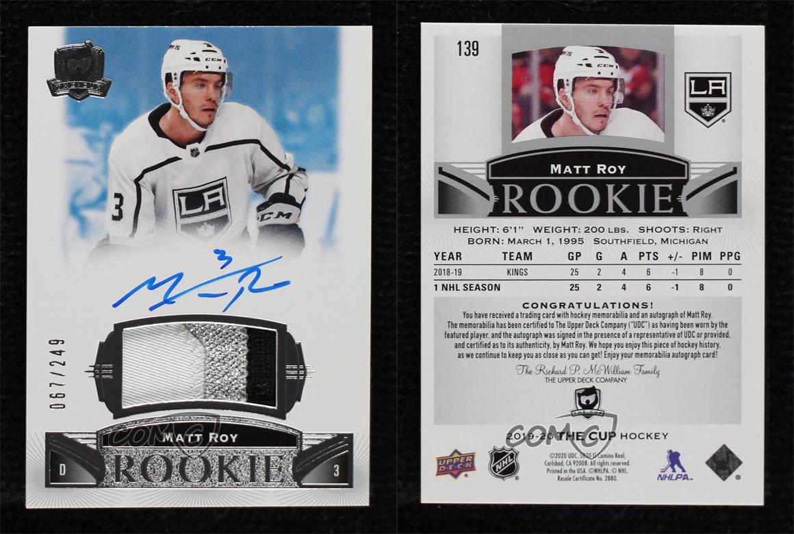 Matt Roy Los Angeles Kings Autographed 2019-20 Upper Deck The Cup