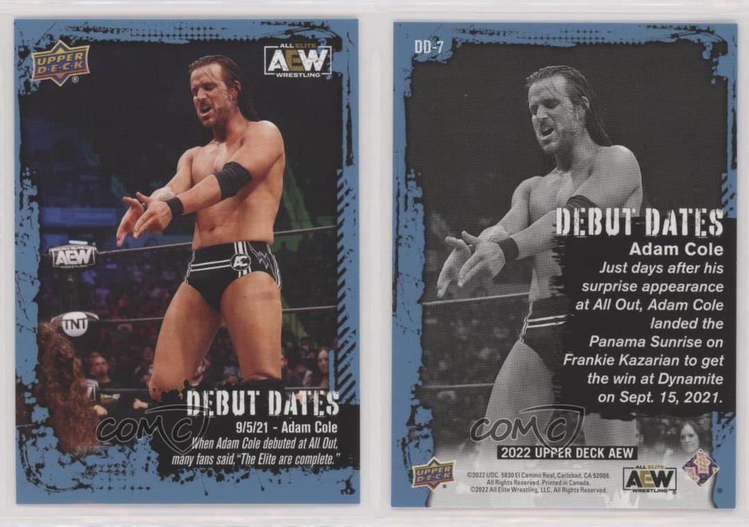 2022 Upper Deck AEW All Elite Wrestling Debut Dates Adam Cole #DD-7