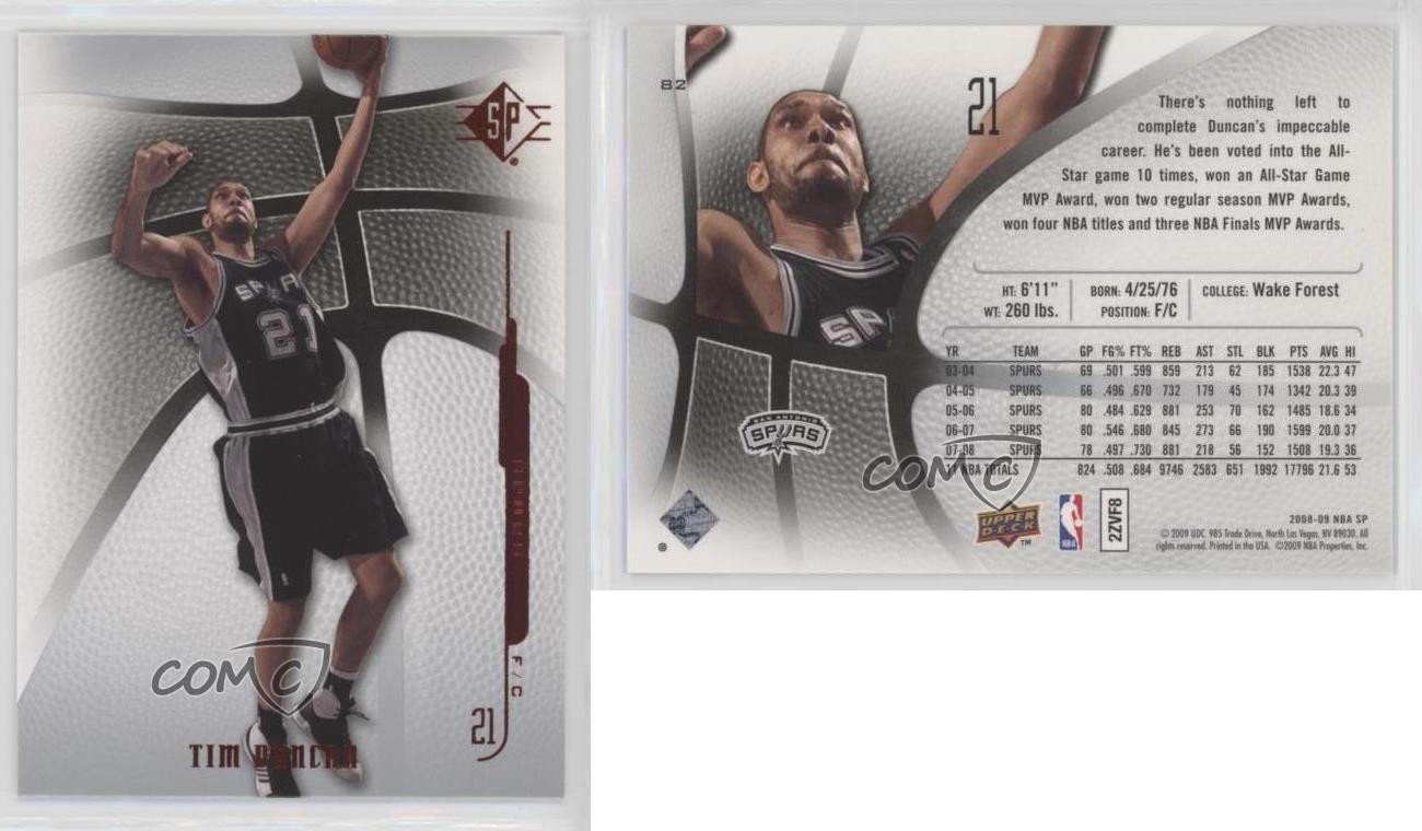 2008-09 SP Tim Duncan #82 HOF - Picture 4 of 4