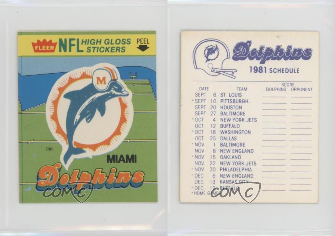 1981 Fleer Miami Dolphins Hi Gloss - Row One Brand