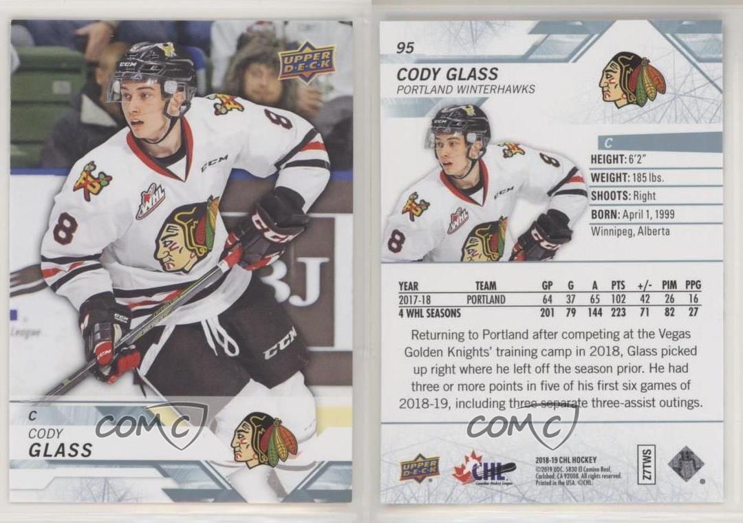  2018-19 UD CHL #95 Cody Glass Portland Winterhawks Official  Canadien Hockey League Trading Card by Upper Deck : Collectibles & Fine Art