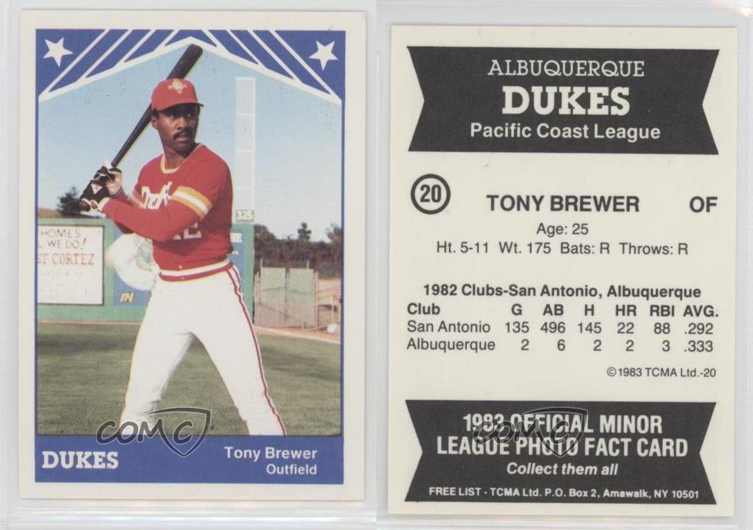 1983 TCMA Albuquerque Dukes Tony Brewer #20