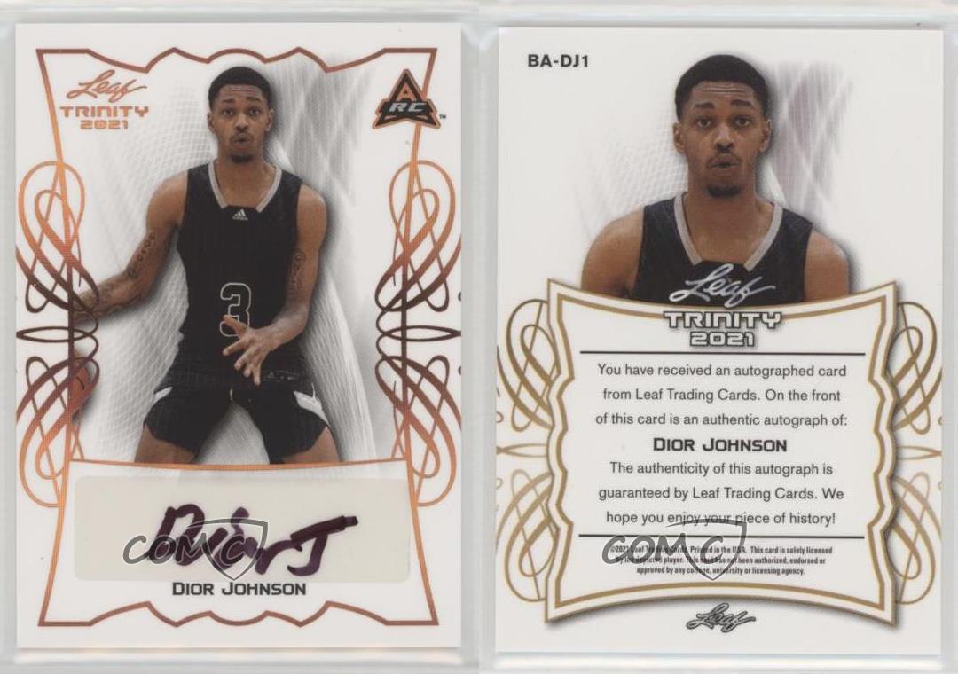 2021-22 Leaf Memories 2021-22 Leaf Trinity Update Dior Johnson liquidation #BA-DJ1 Auto