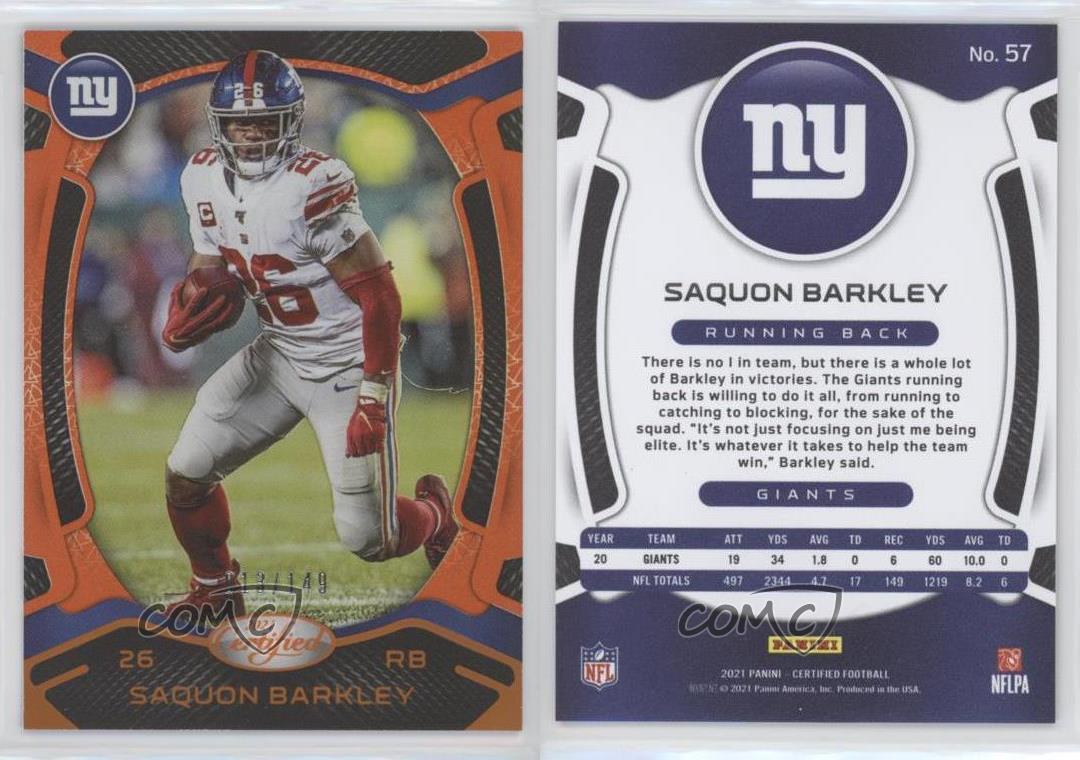 SAQUON BARKLEY 2021 Panini Certified Base #57 Giants