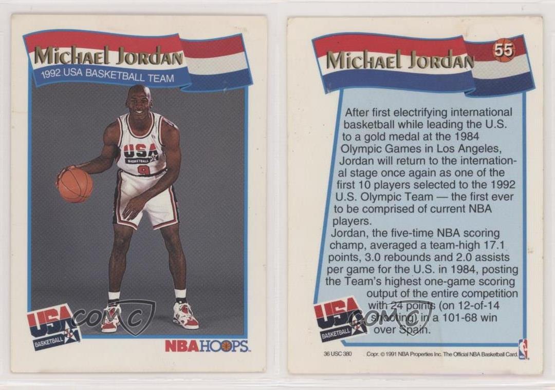 1991-92 NBA Hoops #55 Michael Jordan Team USA Olympic Basketball Card