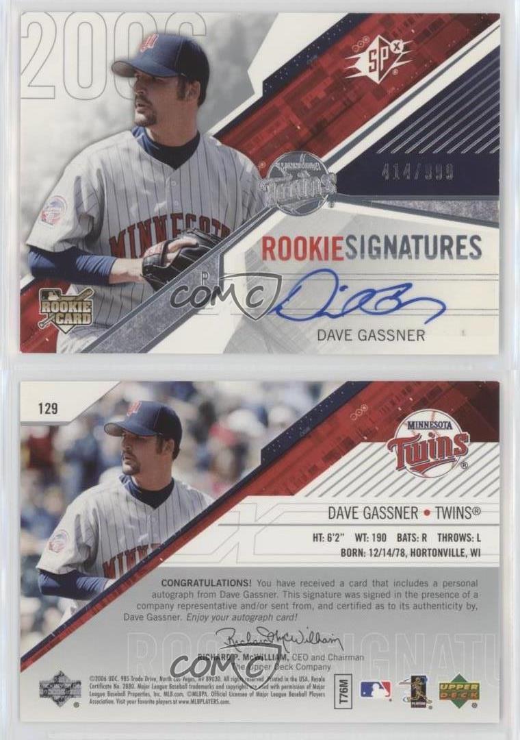 2006 SPx Rookie Signatures /999 Dave Gassner #129 Auto - Bild 3 von 4