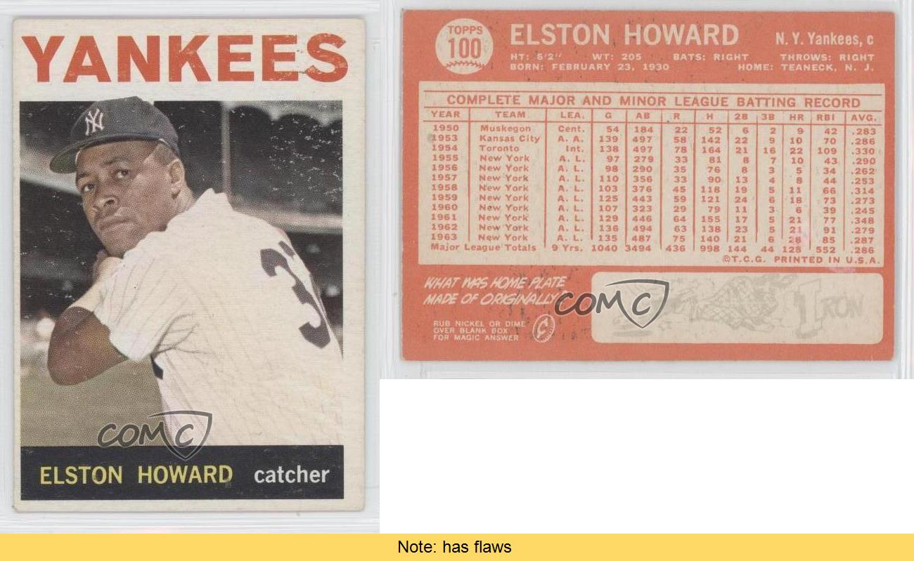 Sold at Auction: 1964 TOPPS #100 ELSTON HOWARD BASEBALL CARD