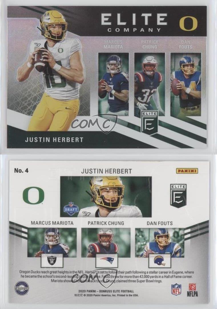 2020 Elite Company #4 Dan Fouts/Marcus Mariota/Justin Herbert/Patrick Chung  NM-M