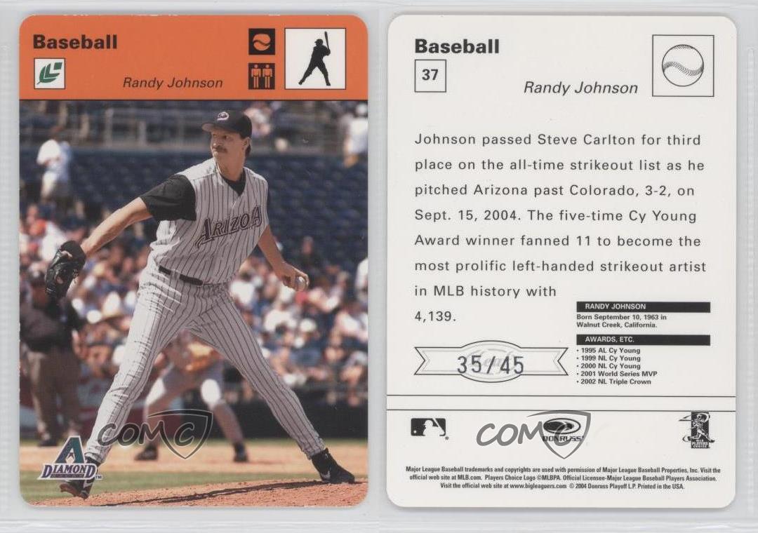 Palla da battuta arancione Leaf Sportscasters 2005 /45 Randy Johnson #37 HOF - Foto 3 di 3