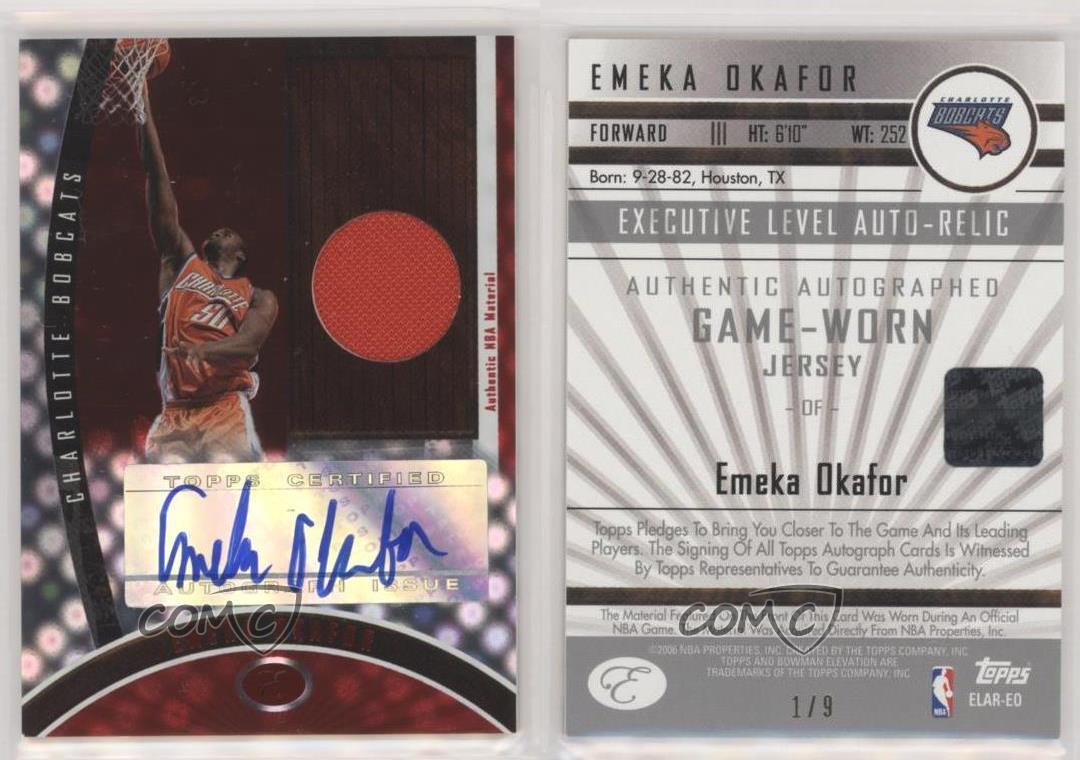 2006 Bowman Elevation Executive Level Relics Red /9 Emeka Okafor #ELAR-EO Auto - Picture 3 of 3