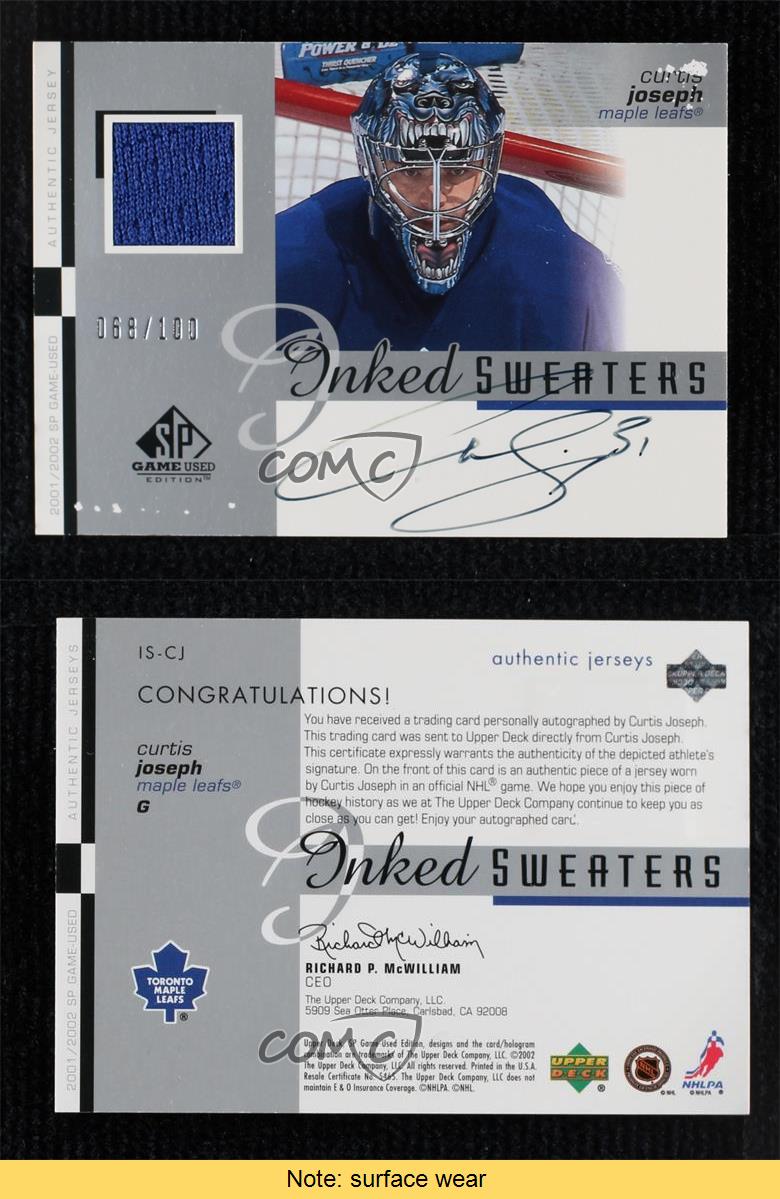 2001-02 SP Game Used Edition Inked Sweaters /100 Curtis Joseph #IS-CJ Auto - Picture 3 of 3