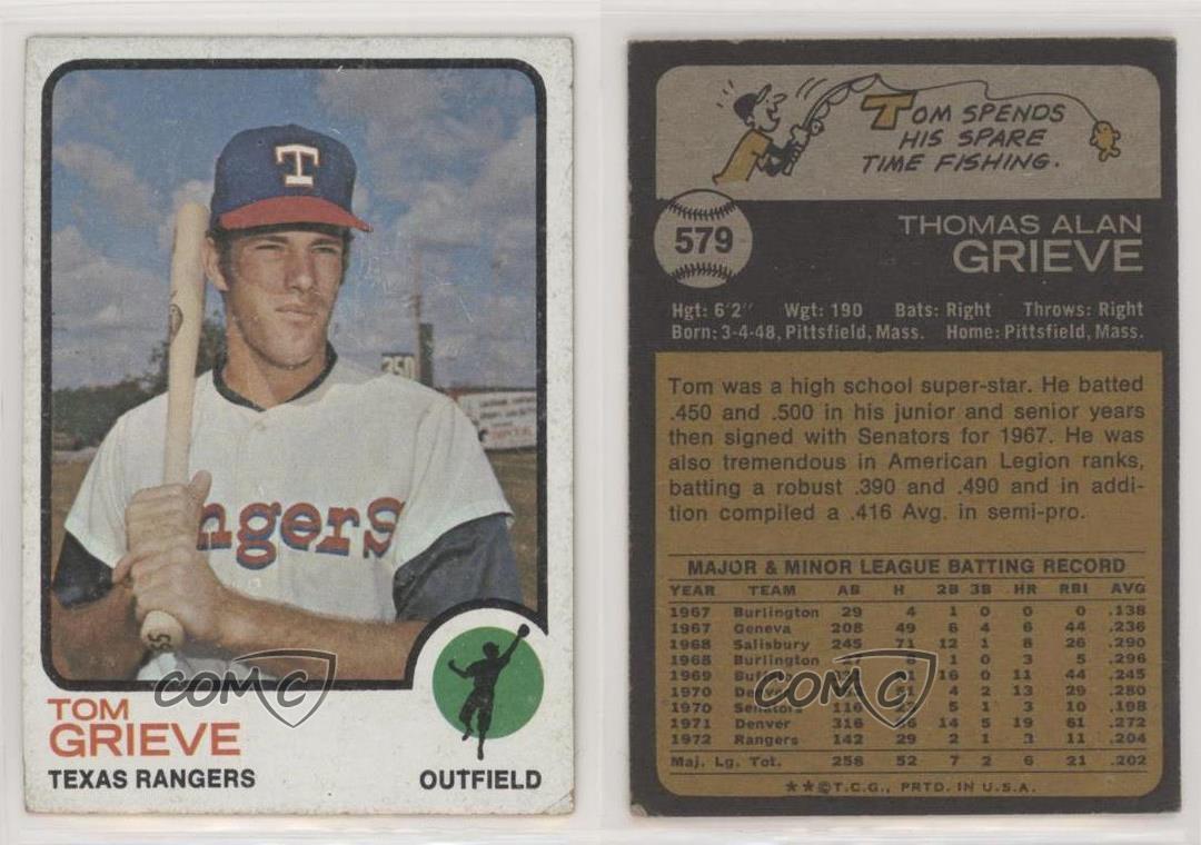 1973 Topps High Number Tom Grieve #579 - Picture 3 of 3