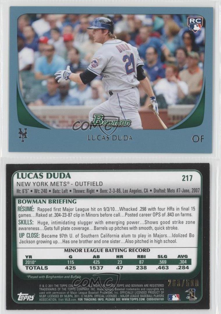 Lucas Duda 2011 Bowman #217 RC Baseball Card