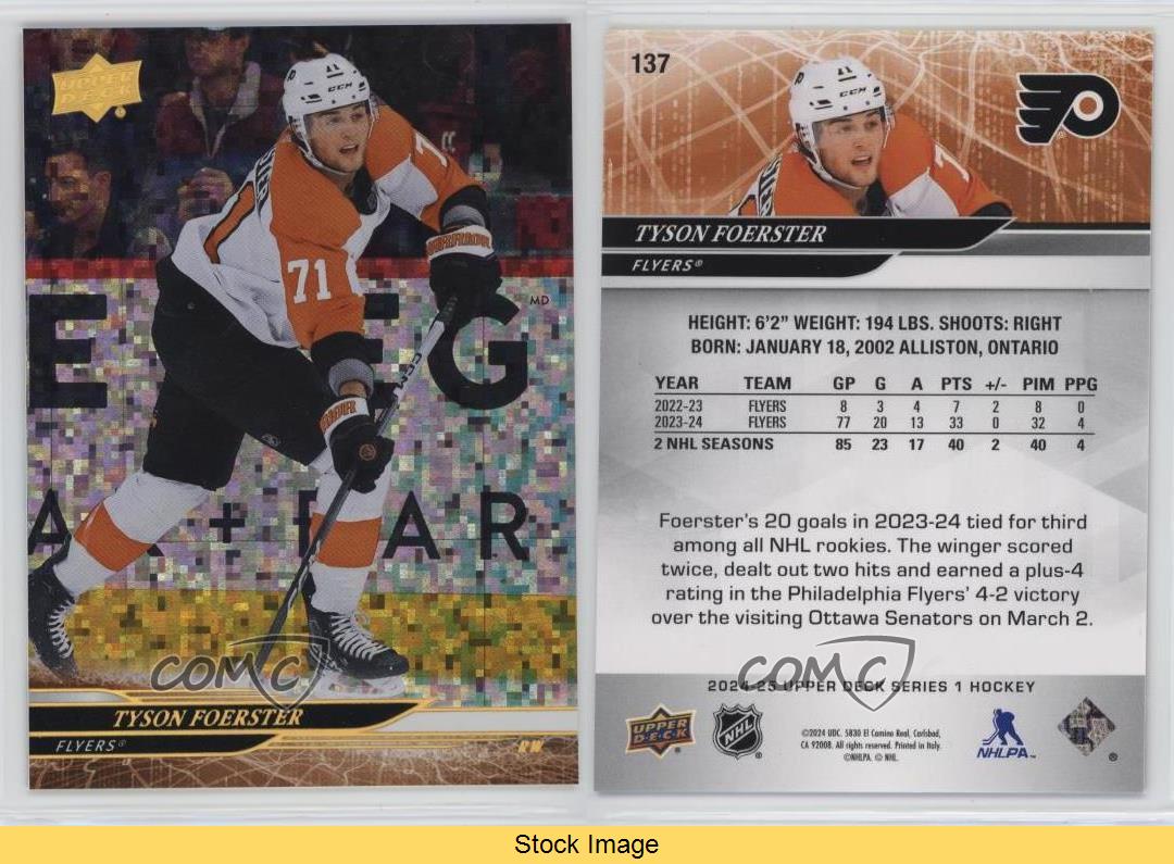 2024-25 Upper Deck Series 1 Speckled Rainbow Foil Tyson Foerster #137 - Bild 3 von 5