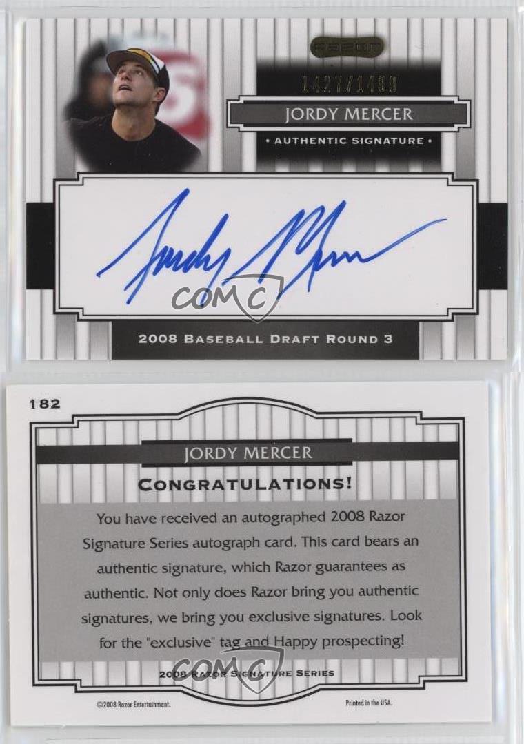 Razor Signature Series 2008 /1499 Jordy Mercer #182 Auto - Foto 3 di 4