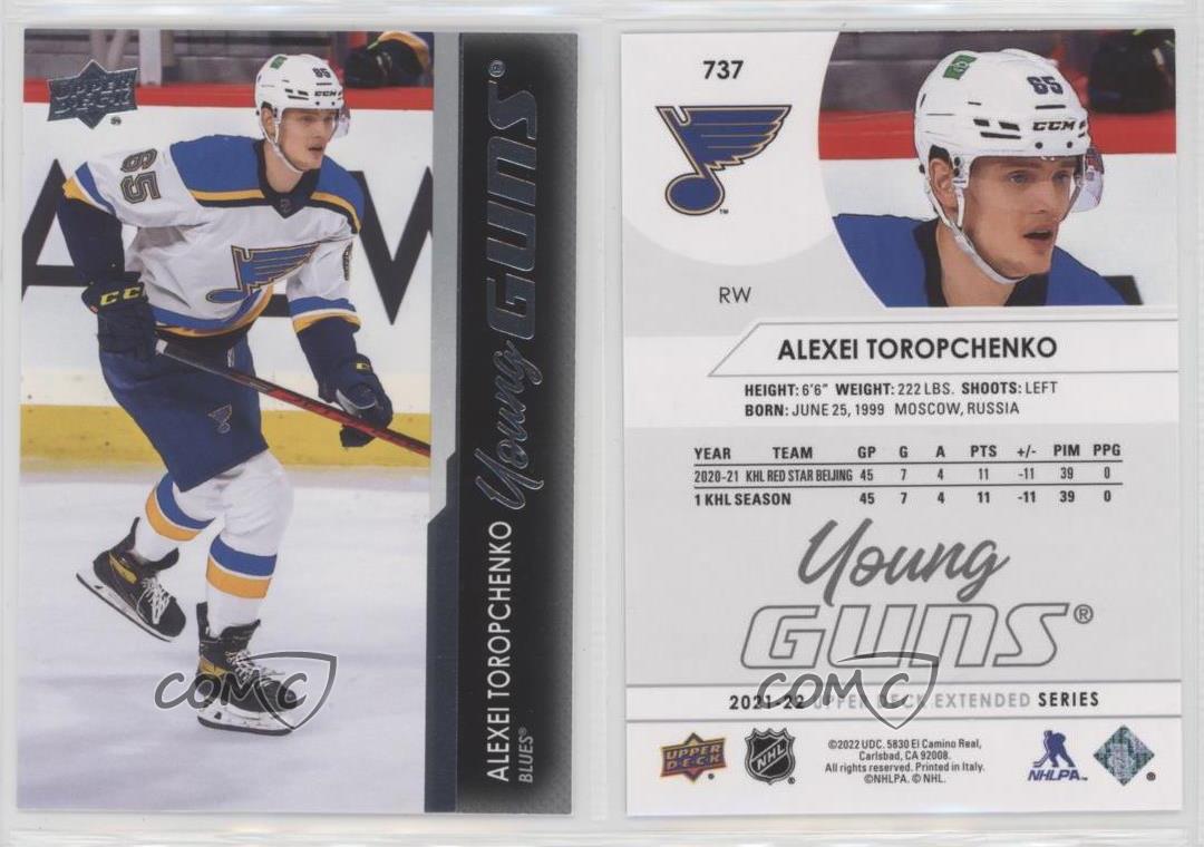 2021-22 Upper Deck Extended Series Young Guns Alexey Toropchenko #737 Rookie RC