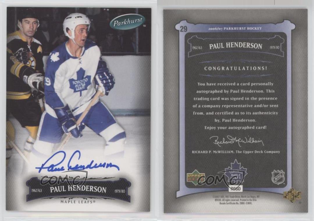 2006-07 Upper Deck Parkhurst Auto Paul Henderson #29 mode Auto