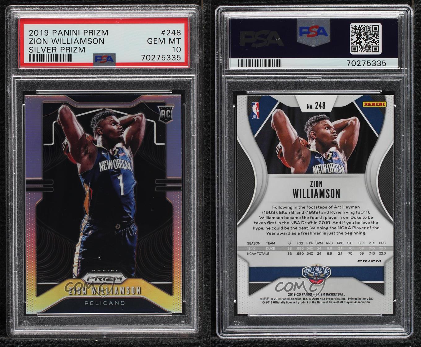 2019-20 Panini Prizm Silver Zion Williamson #248 PSA 10 GEM