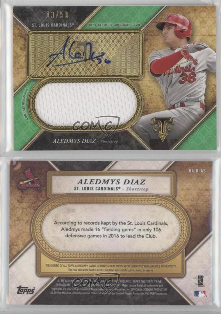 2017 Topps Triple Threads Unity Jumbo Relics Emerald /50 Aledmys Diaz Auto