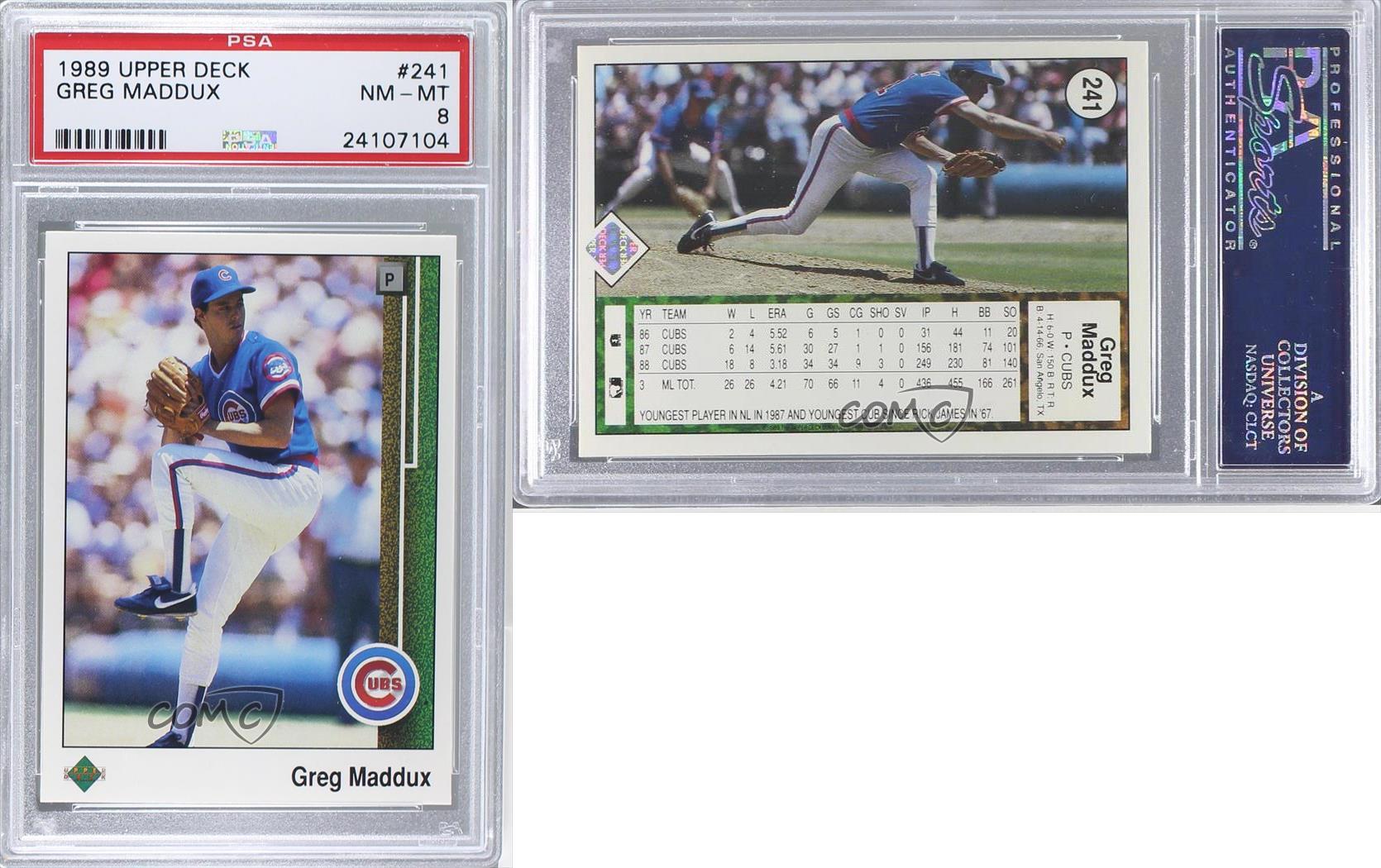 1989 Upper Deck 241 Greg Maddux PSA 8 Chicago Cubs