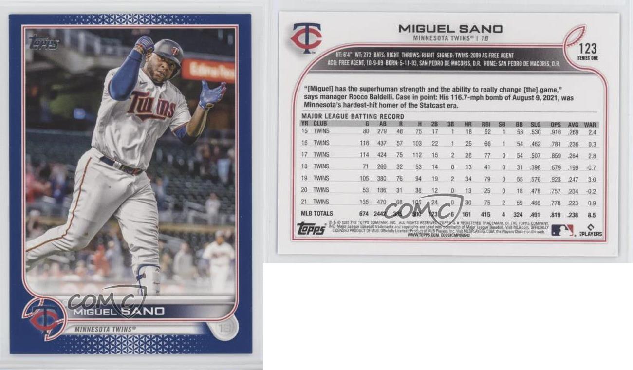 2022 Topps (Royal Blue) Miguel Sano #123 – $1 Sports Cards