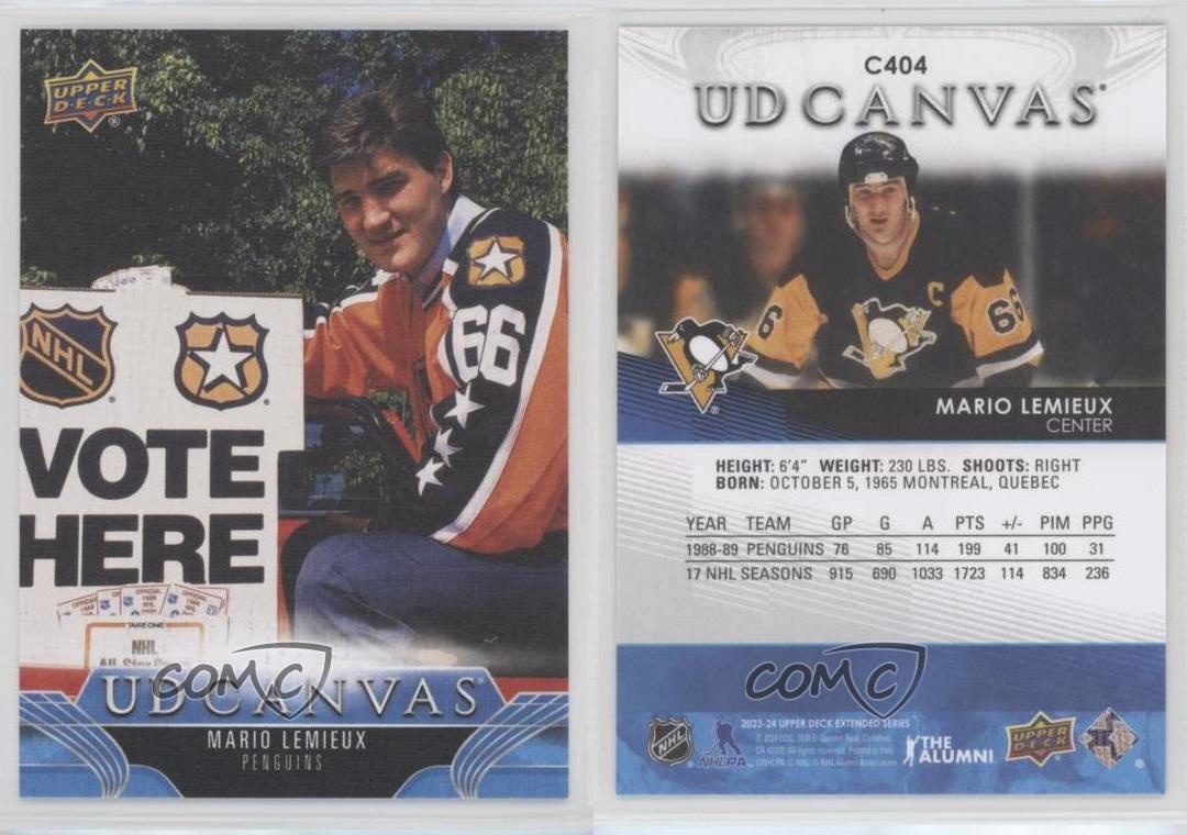 2023-24 Upper Deck Extended Series UD Canvas Legends Mario Lemieux #C404 HOF