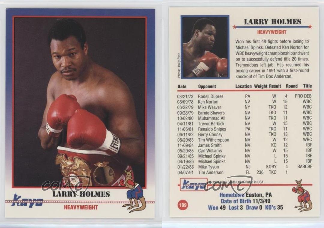 Larry Holmes Boxing Program Cover Trading Card Set 