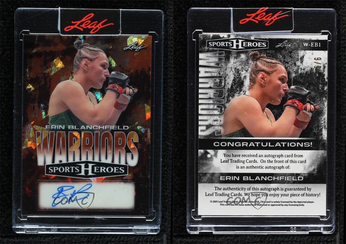 2025 Leaf Metal Sports Heroes Warriors cristales naranjas/6 Erin Blanchfield automático - Imagen 3 de 3