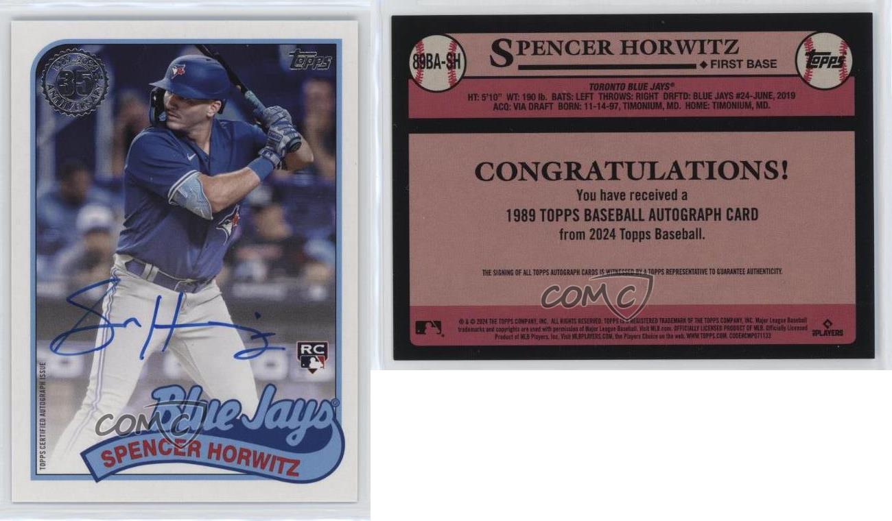 2024 Series soldes 1 1989 Topps Baseball Spencer Horwitz #89BA-SH Rookie Auto RC