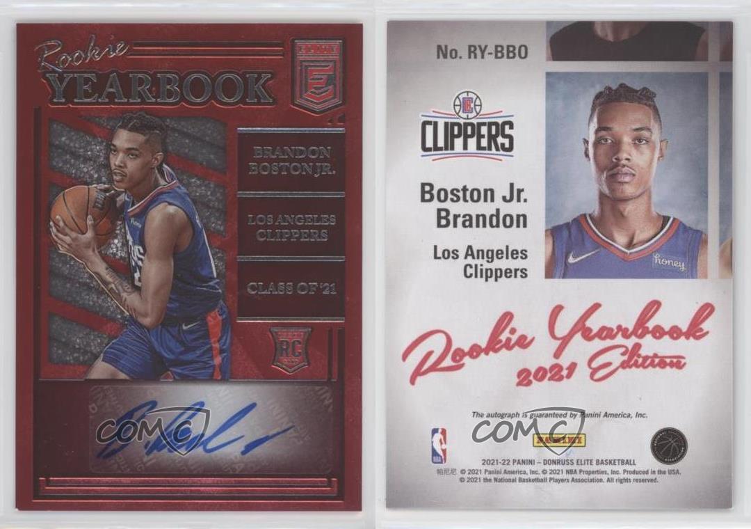 2021-22 Donruss Elite Rookie Yearbook Auto Brandon Boston Jr #RY-BBO Auto RC