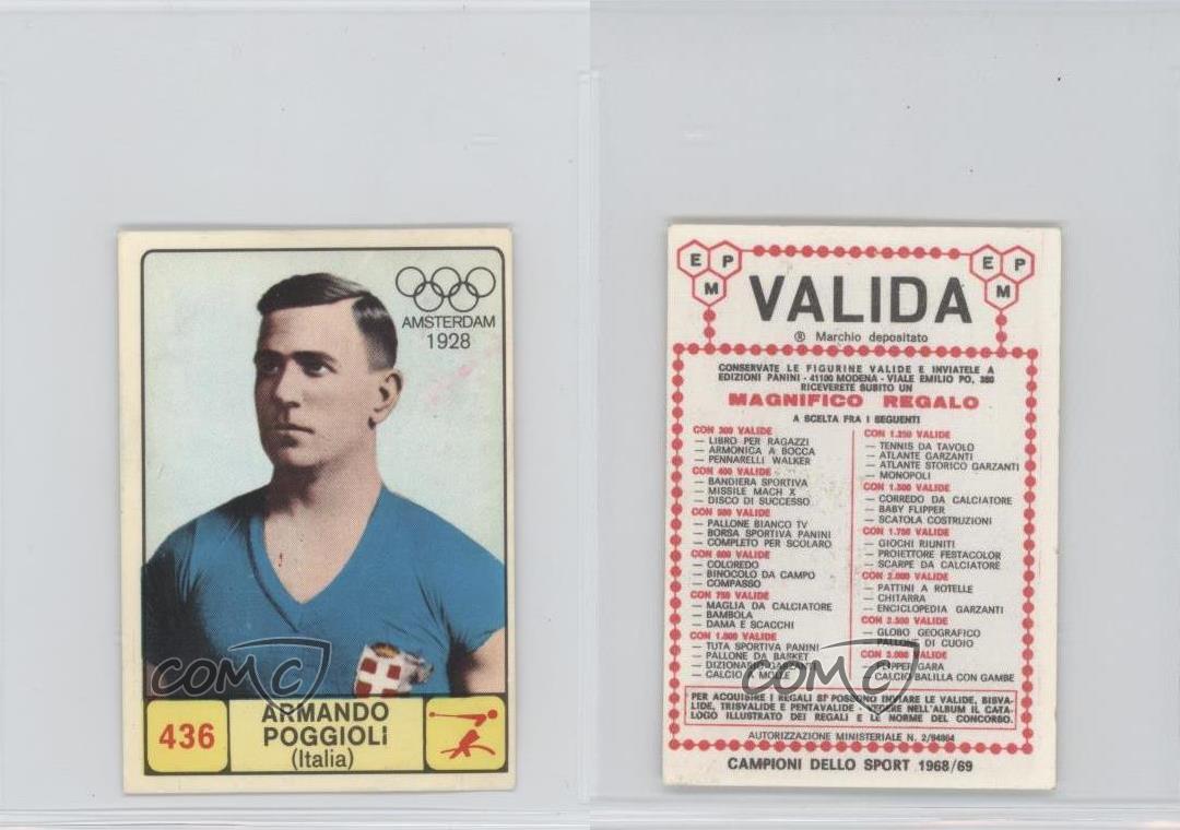 1968-69 Panini Campioni dello Sport Album Stickers Valida Back Armando  Poggioli | eBay
