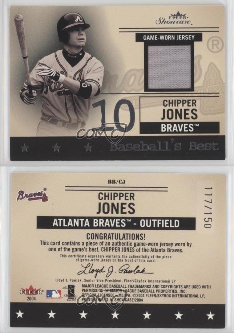 2004 Fleer Showcase Baseball's Best Chipper Jones Game Used Jersey Braves  HOF