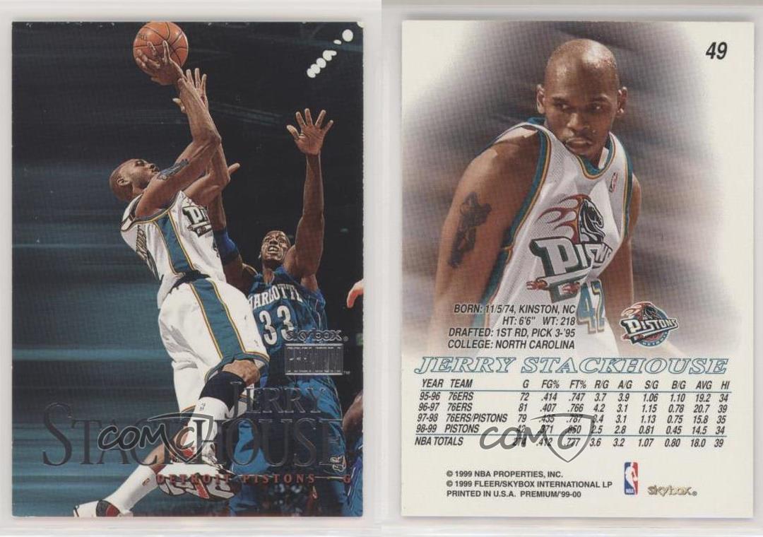 1999-00 Skybox Premium Jerry Stackhouse #49 - Picture 3 of 3