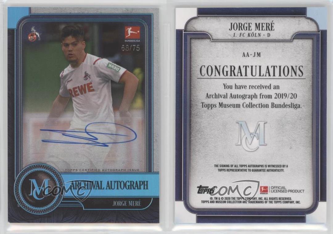 Colección Museo Topps 2019-20 Bundesliga Archival Sapphire/75 Jorge Mere Auto - Imagen 3 de 3