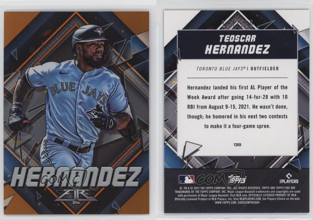 2022 Topps Fire Orange /299 Teoscar Hernandez #139 - Foto 5 di 5