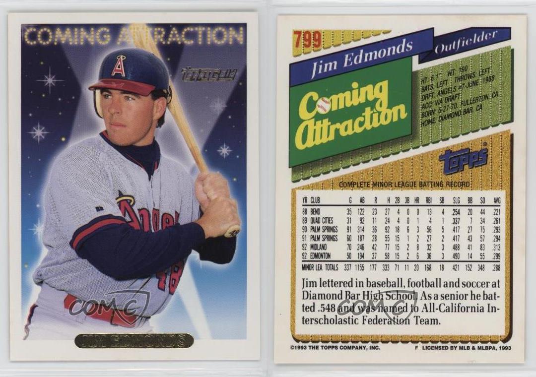 1993 Topps Coming Attraction Gold Jim Edmonds #799 Rookie RC