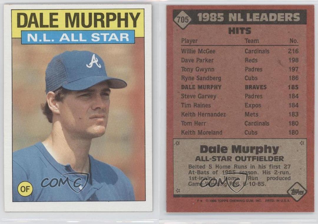 1986 Topps 705 Dale Murphy Atlanta Braves Baseball Card eBay