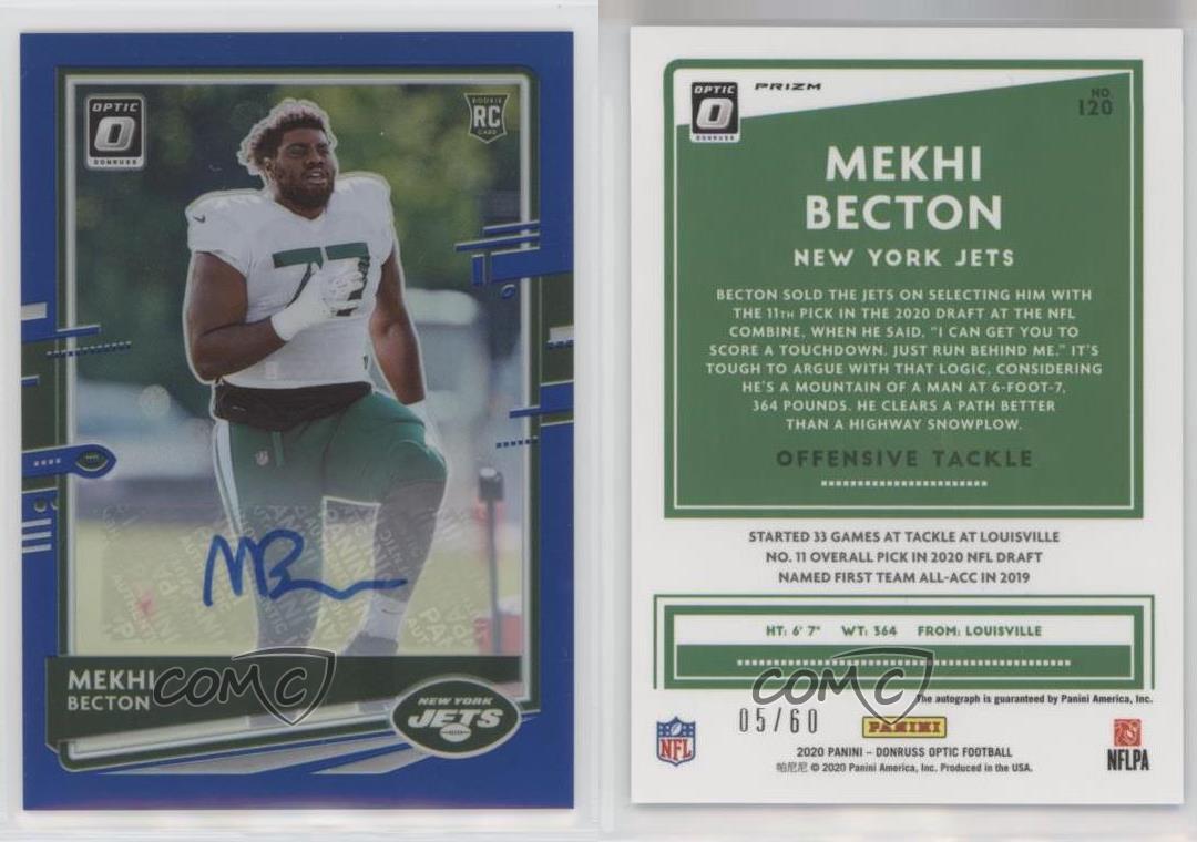 2020 Mekhi Becton Blue Prizm Rookie Panini New York Jets # 120