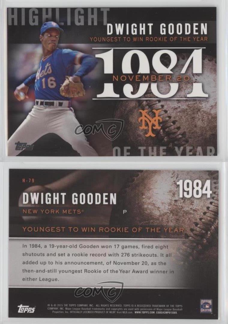 2015 Topps Update Highlight of the Year #H-79 Dwight Gooden Mets Baseball Card NM-MT 