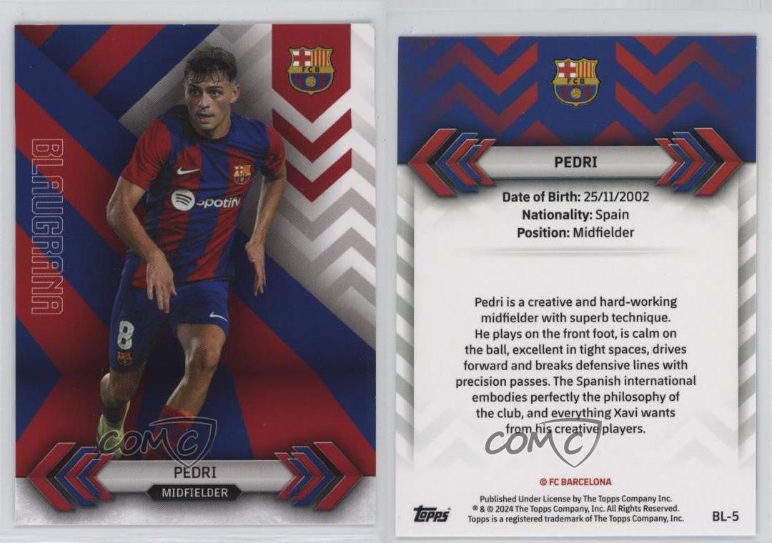 2023-24 Topps FC Barcelona Team Set Blaugrana Pedri #BL-5