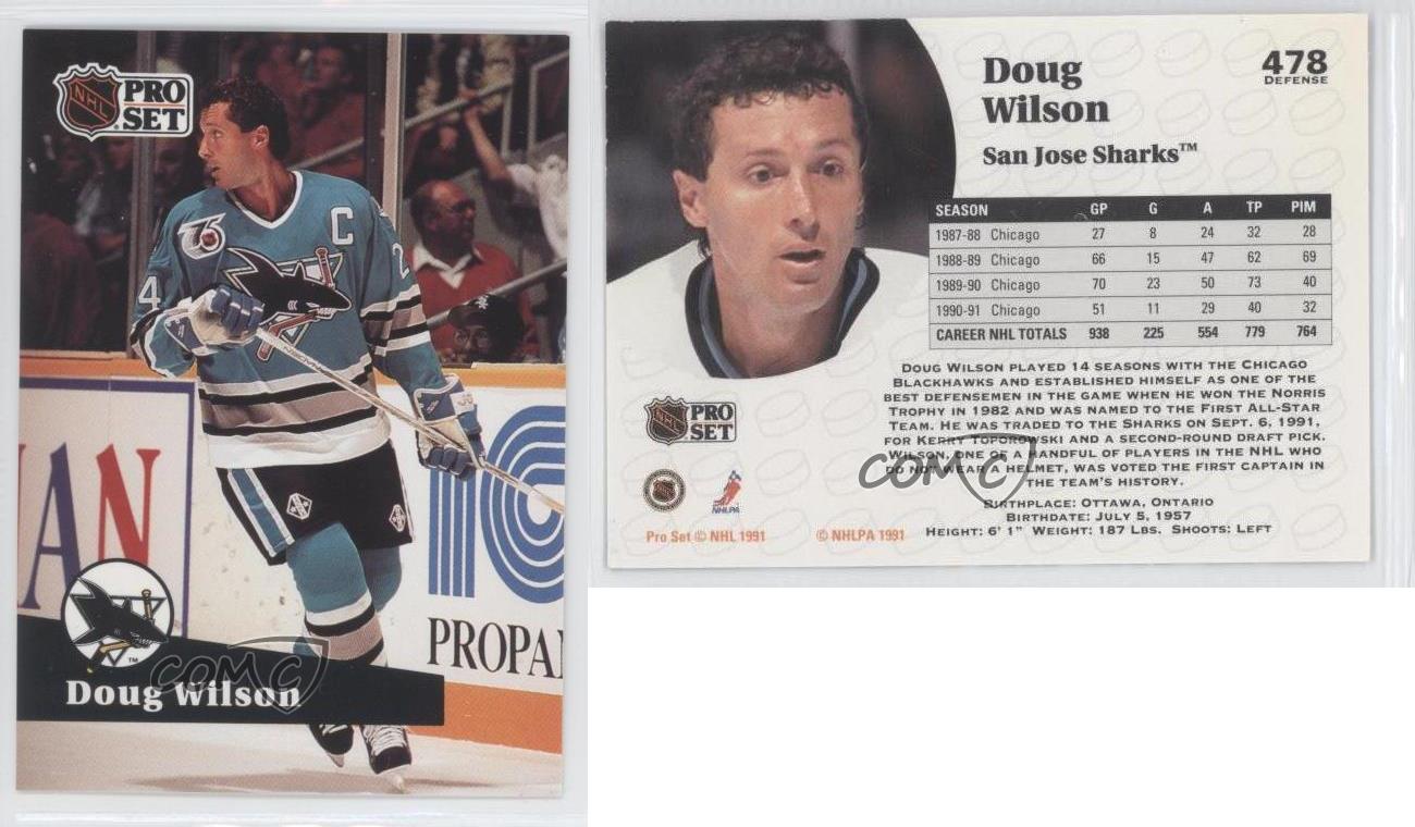 199192 Pro Set 478 Doug Wilson San Jose Sharks Hockey Card eBay