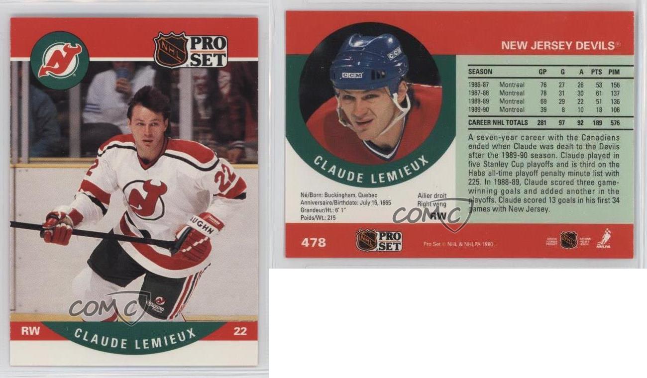 Claude Lemieux Hockey Card 1990-91 Pro Set #153 Claude Lemieux