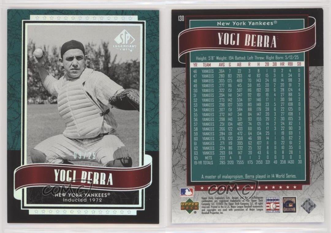 2003 SP Legendary Cuts Green /25 Yogi Berra #130 HOF