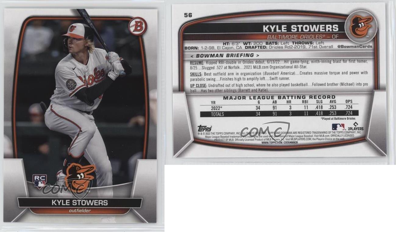  2023 Bowman #56 Kyle Stowers RC Rookie Card Baltimore