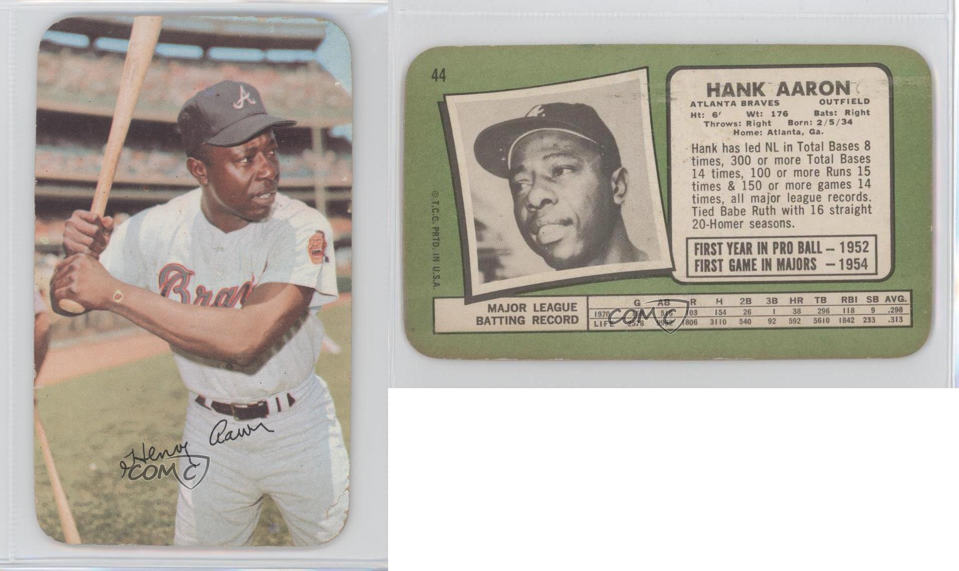 1971 Topps Super 44 Hank Aaron Atlanta Braves Baseball Card eBay
