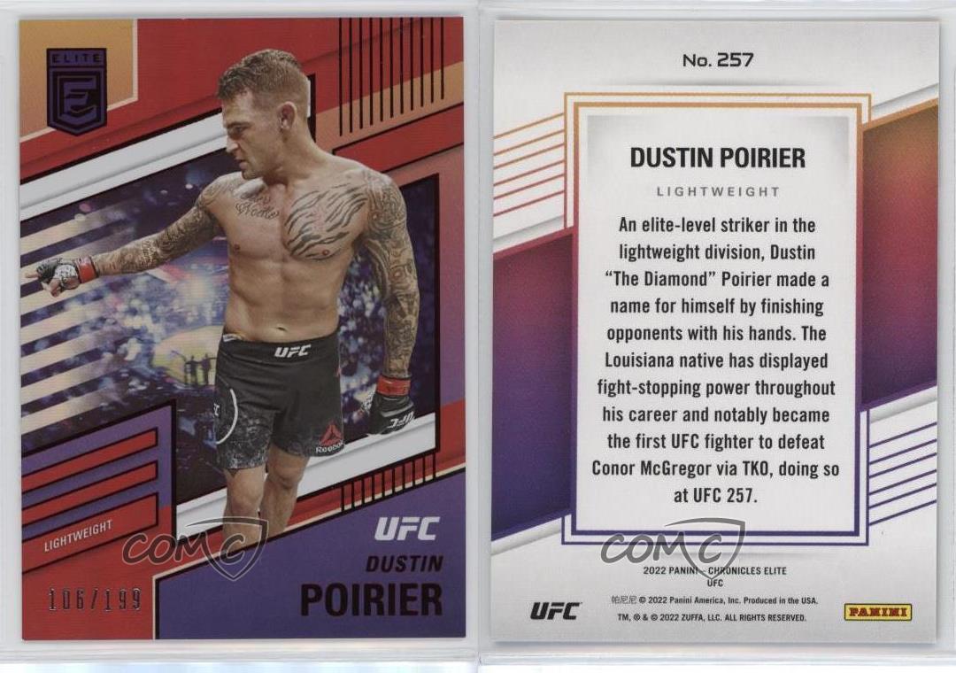 2022 Panini Chronicles UFC Elite Red /199 Dustin Poirier #257 - Picture 4 of 4